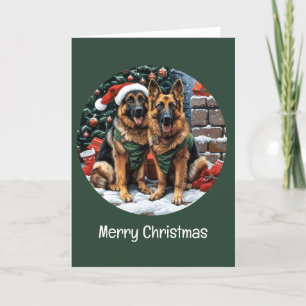 Cartes Pour Fêtes Annuelles Joyeux Noël Chiens bergers allemands
