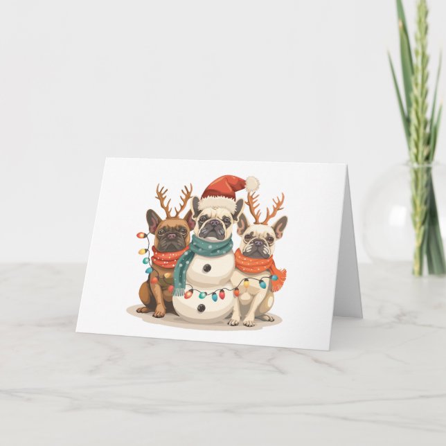 Cartes Pour Fêtes Annuelles Joyeux Noël Chiens de rennes Français (Devant)