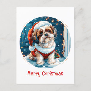 Cartes Pour Fêtes Annuelles Joyeux Noël Chih Tzu Père Noël Chien