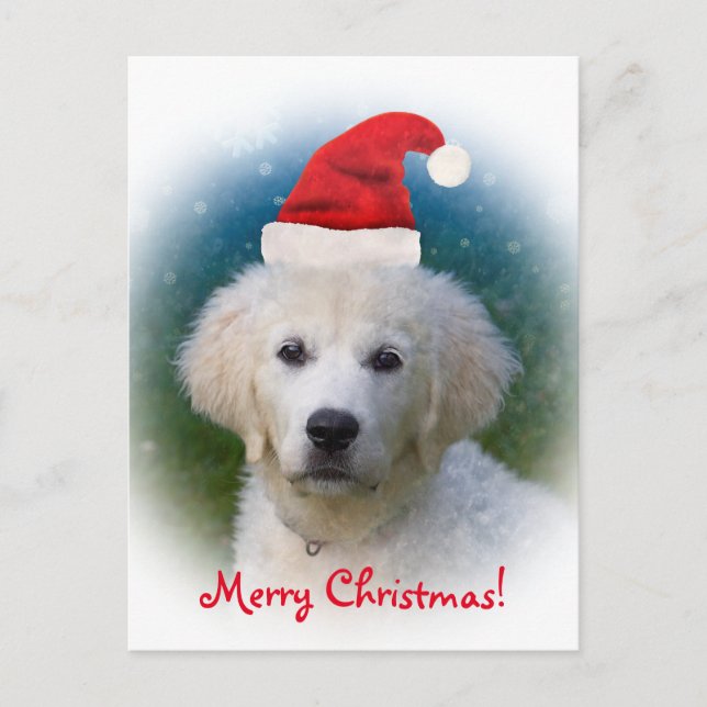Cartes Pour Fêtes Annuelles Joyeux Noël ! chiot mignon de golden retriever de (Devant)