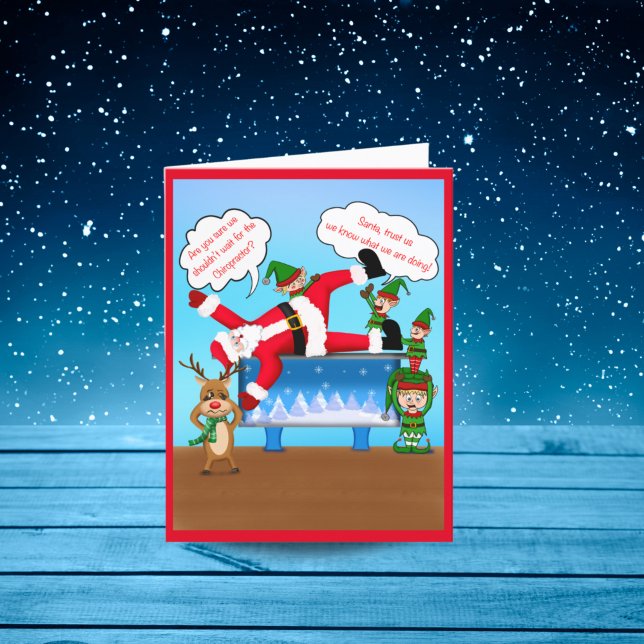 Cartes Pour Fêtes Annuelles Joyeux Noël chiropraticien Père Noël & Elves Holid (Créateur téléchargé)