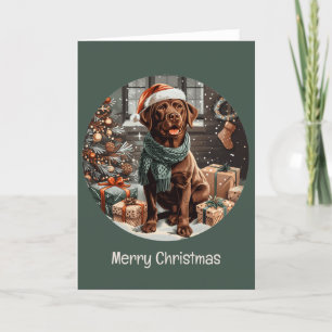 Cartes Pour Fêtes Annuelles Joyeux Noël Chocolat Labrador Retriever Chien