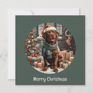Cartes Pour Fêtes Annuelles Joyeux Noël Chocolat Labrador Retriever Chien