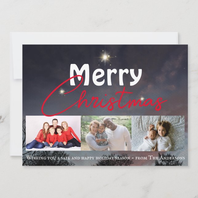 Cartes Pour Fêtes Annuelles Joyeux Noël ciel hivernal étoilé moderne (Devant)