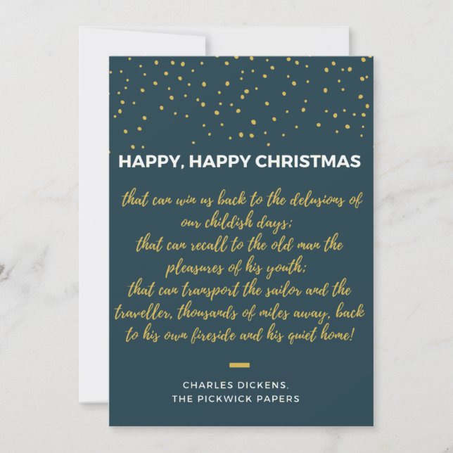 Cartes Pour Fêtes Annuelles Joyeux Noël - Citation de Charles Dickens (Devant)