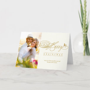 Cartes Pour Fêtes Annuelles Joyeux Noël Classic Script Calligraphie Photo