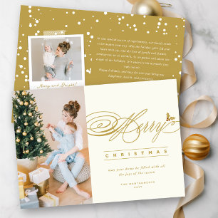 Cartes Pour Fêtes Annuelles Joyeux Noël Classic Script Photo Élégant Chic