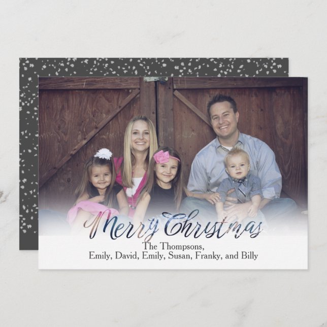 Cartes Pour Fêtes Annuelles Joyeux Noël classique calligraphie transparente (Devant / Derrière)