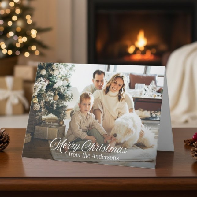 Cartes Pour Fêtes Annuelles Joyeux Noël classique Photo de famille personnalis (Classic Merry Christmas Custom Family Photo Holiday Card)