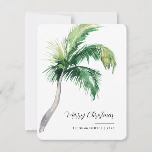 Cartes Pour Fêtes Annuelles Joyeux Noël Coastal Palm Tree Script