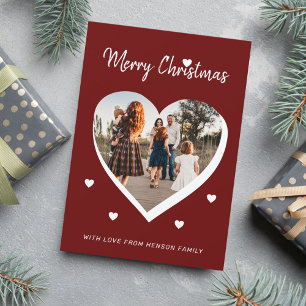 Cartes Pour Fêtes Annuelles Joyeux Noël Coeur Photo de famille