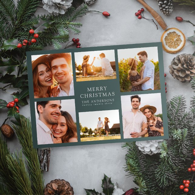 Cartes Pour Fêtes Annuelles Joyeux Noël Collage Moderne de 6 Photos (Créateur téléchargé)