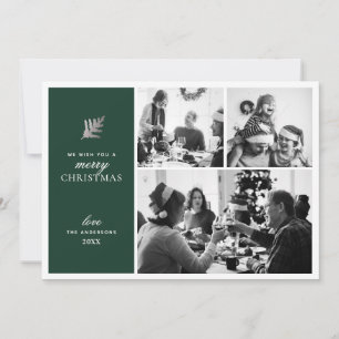 Cartes Pour Fêtes Annuelles Joyeux Noël. Collage moderne vert multi photo