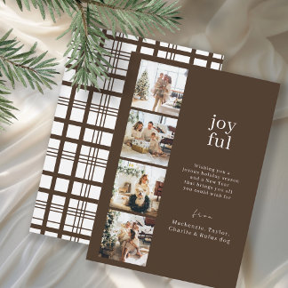 Cartes Pour Fêtes Annuelles Joyeux Noël Collage personnalisé de 4 photos