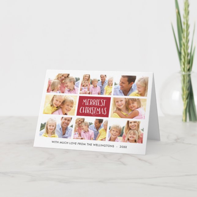 Cartes Pour Fêtes Annuelles Joyeux Noël | Collage photo vacances pliées (Devant)