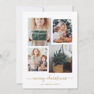 Cartes Pour Fêtes Annuelles Joyeux Noël   Collection photo moderne Gold Four