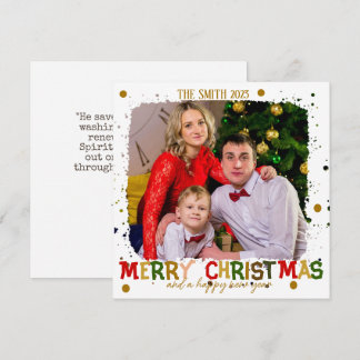 Cartes Pour Fêtes Annuelles Joyeux Noël coloré famille or