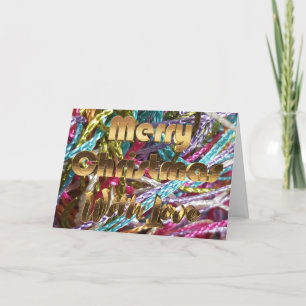 Cartes Pour Fêtes Annuelles Joyeux Noël Coloré Yarn Typographie Or