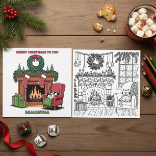 Cartes Pour Fêtes Annuelles Joyeux Noël Colorez-Moi Cheminée & Chaussettes