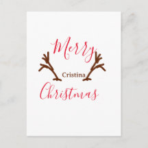 Joyeux Noël corne de renne marron rouge vacances t