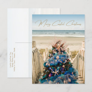 Cartes Pour Fêtes Annuelles Joyeux Noël côtier Plage tropicale et arbre