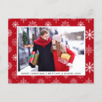 Joyeux Noël Couple photo Snowflakes Rouge