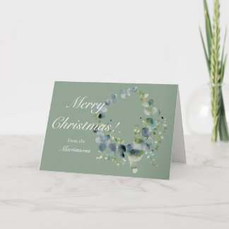 Cartes Pour Fêtes Annuelles Joyeux Noël Couronne de Eucalyptus Vert Fraîche