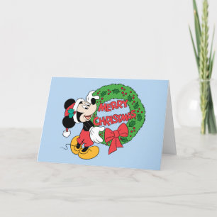 Cartes Pour Fêtes Annuelles Joyeux Noël   Couronne de Noël de Mickey Mouse