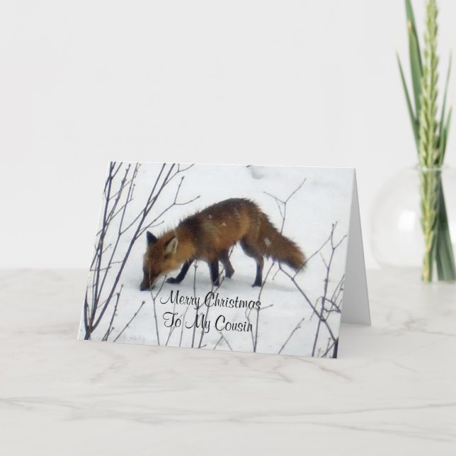 Cartes Pour Fêtes Annuelles Joyeux Noël Cousin-Fox en neige (Devant)