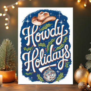 Cartes Pour Fêtes Annuelles Joyeux Noël Cowboy Boule à Facettes Disco Noël