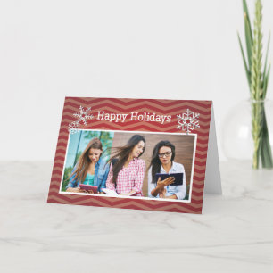Cartes Pour Fêtes Annuelles Joyeux Noël Customisé Photo Red Chevron, Zig