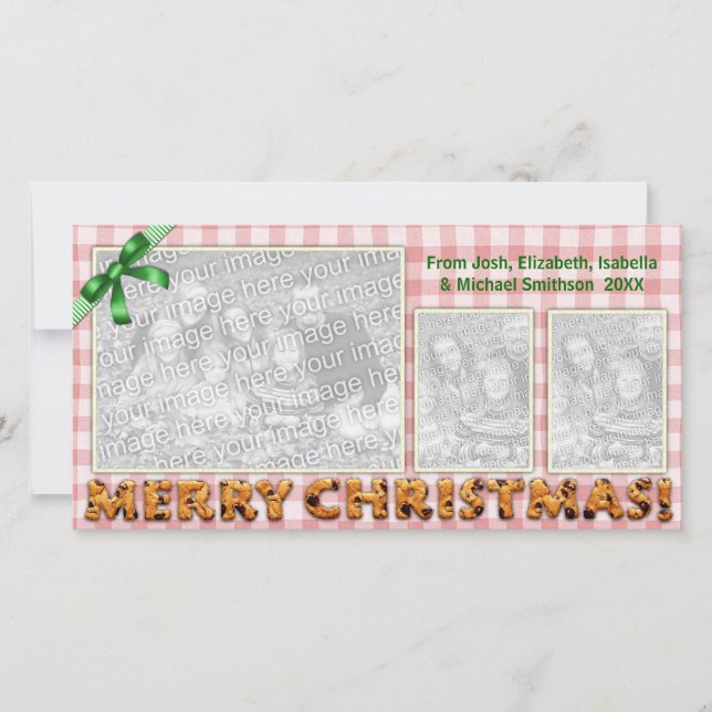 Cartes Pour Fêtes Annuelles Joyeux Noël Cute Cookies Plaid Nappe Rouge (Devant)