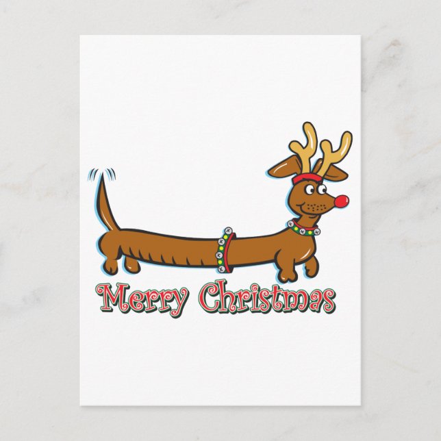 Cartes Pour Fêtes Annuelles Joyeux Noël Dachshund (Devant)