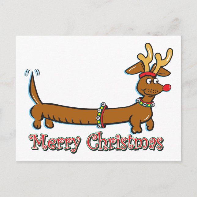 Cartes Pour Fêtes Annuelles Joyeux Noël Dachshund (Devant)