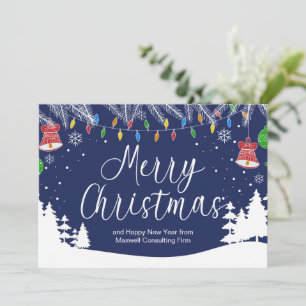 Cartes Pour Fêtes Annuelles Joyeux Noël d'affaires personnalisé Festif Bleu