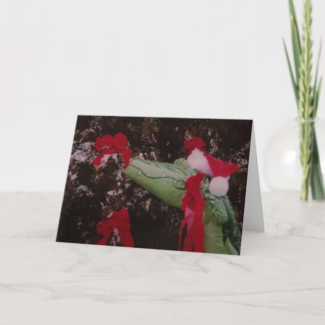 Cartes Pour Fêtes Annuelles Joyeux Noël d'alligator (Devant)