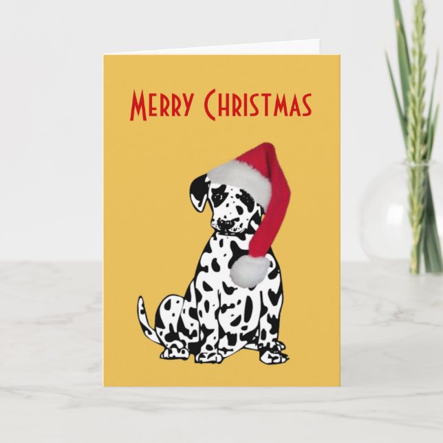 Cartes Pour Fêtes Annuelles Joyeux Noël Dalmatien Dog Gold (Devant)