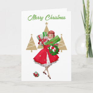 Cartes Pour Fêtes Annuelles Joyeux Noël Dame de Noël Vintage