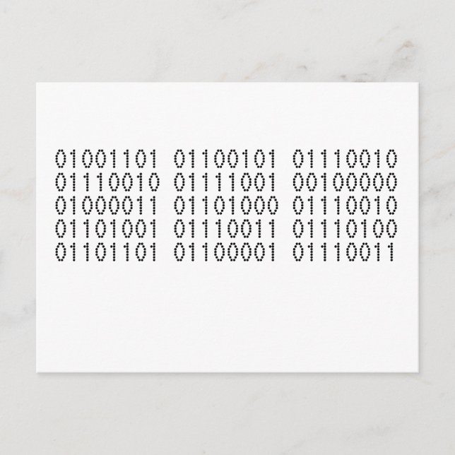 Cartes Pour Fêtes Annuelles Joyeux Noël dans le code binaire (Devant)