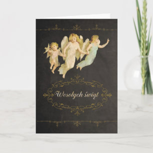 Cartes Pour Fêtes Annuelles Joyeux Noël dans le polonais, anges