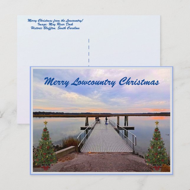 Cartes Pour Fêtes Annuelles Joyeux Noël dans les basses terres Bluffton Caroli (Devant / Derrière)