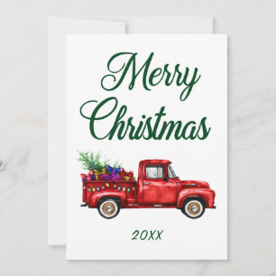 Cartes Pour Fêtes Annuelles Joyeux Noël Date Classique Camion Rouge Cadeaux