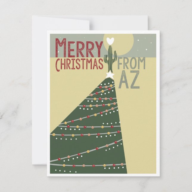 Cartes Pour Fêtes Annuelles Joyeux Noël de Arizona Cactus Tree Lights (Devant)