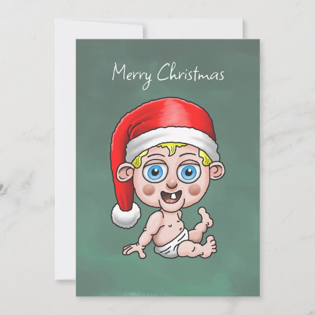 Cartes Pour Fêtes Annuelles Joyeux Noël de Baby Père Noël Christmas Card (Devant)