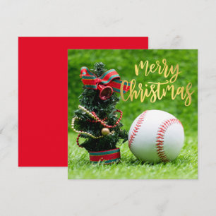 Cartes Pour Fêtes Annuelles Joyeux Noël de baseball avec balle en vert