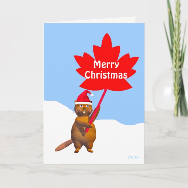 Cartes Pour Fêtes Annuelles Joyeux Noël de Canada Beaver (Devant)