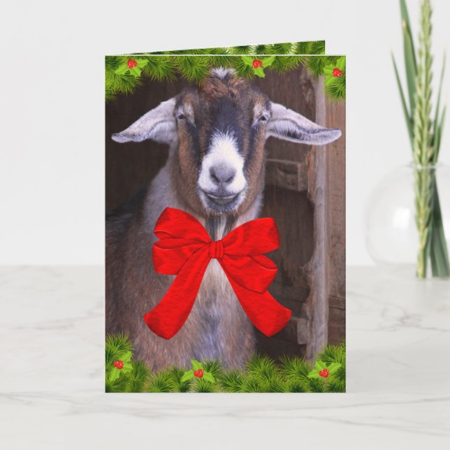 Cartes Pour Fêtes Annuelles Joyeux Noël de chèvre mignonne (Devant)