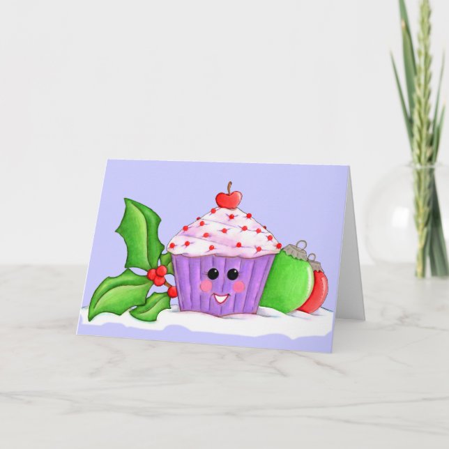 Cartes Pour Fêtes Annuelles Joyeux Noël de Cupcake (Devant)