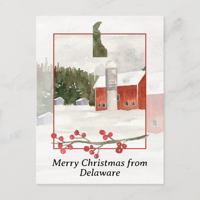 Cartes Pour Fêtes Annuelles Joyeux Noël de Delaware Farm Red Grange Silo (Devant)