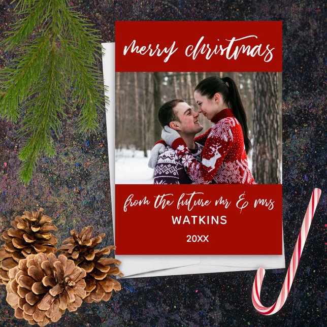 Cartes Pour Fêtes Annuelles Joyeux Noël de Futur M & Mme Photo Rouge (Créateur téléchargé)